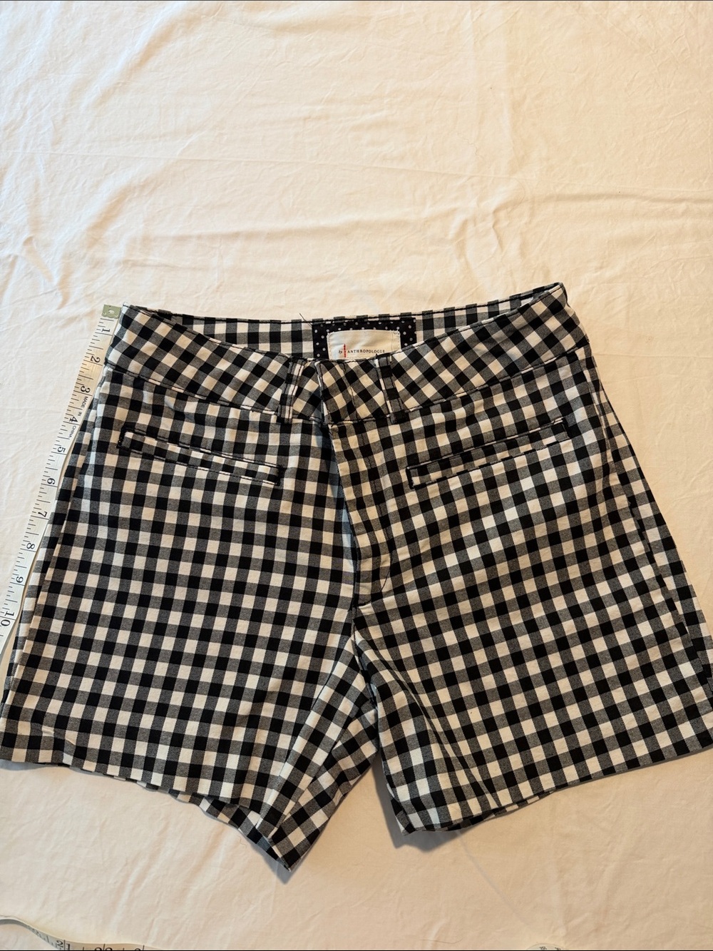 Anthropologie Black & White Gingham Bermuda Shorts